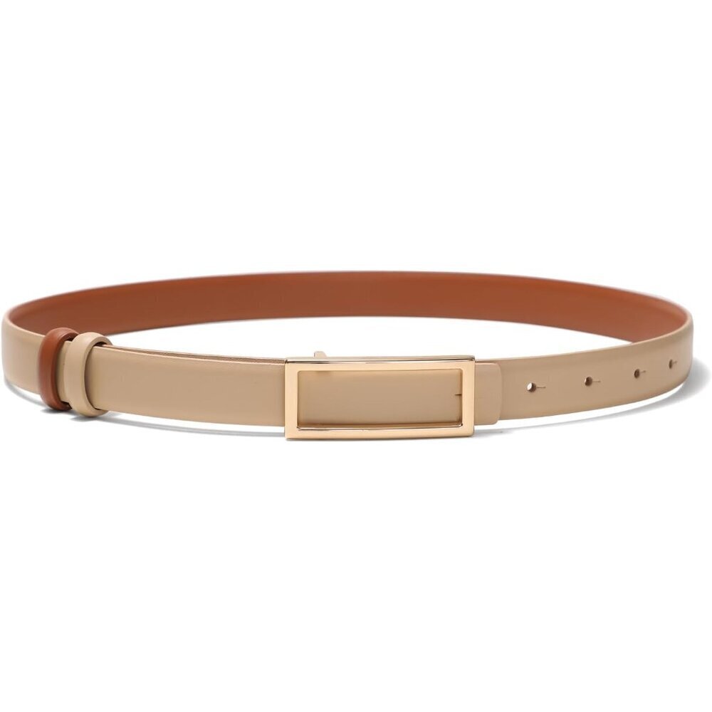 Reversible Leather Belt Women Skinny Casual Waist Accessory for Jeans Dresses
